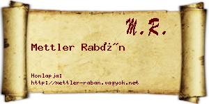 Mettler Rabán névjegykártya